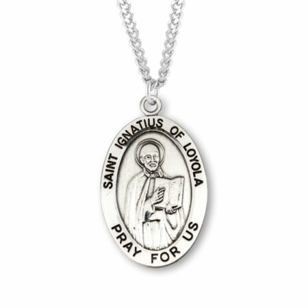Patron Saint Ignatius of Loyola Oval Sterling Silver Medal