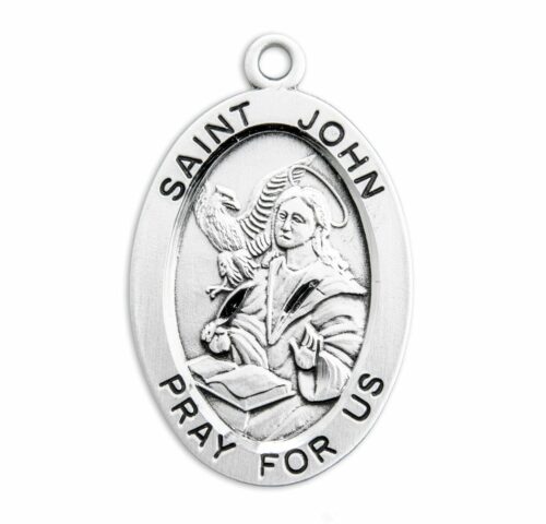 Patron Saint John the Evangelist Oval Sterling Silver Medal - Image 2