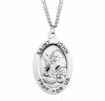 Patron Saint John the Evangelist Oval Sterling Silver Medal