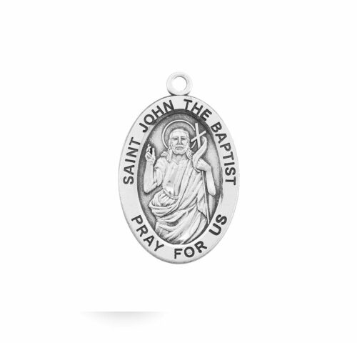 Patron Saint John the Baptist Oval Sterling Silver Medal - Image 2