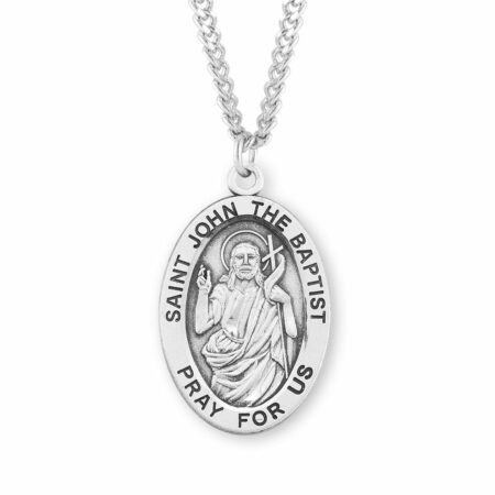Patron Saint John the Baptist Oval Sterling Silver Medal