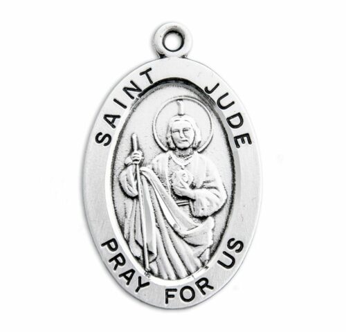 Patron Saint Jude Oval Sterling Silver Medal - Image 2