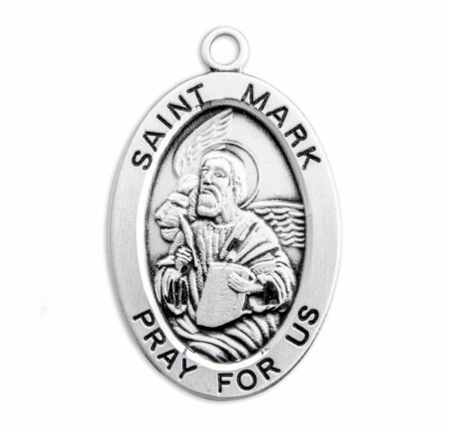 Patron Saint Mark Oval Sterling Silver Medal - Image 2