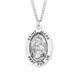 Patron Saint Mark Oval Sterling Silver Medal