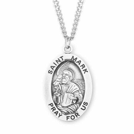 Patron Saint Mark Oval Sterling Silver Medal