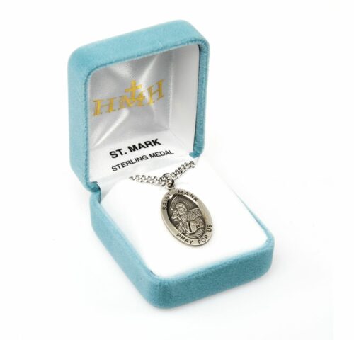 Patron Saint Mark Oval Sterling Silver Medal - Image 4