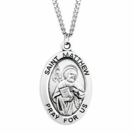 Patron Saint Matthew Oval Sterling Silver Medal