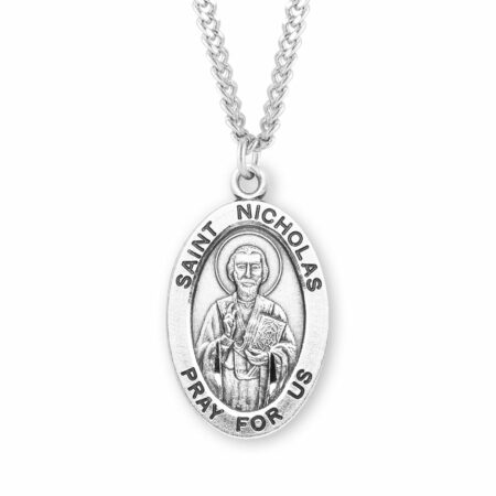 Patron Saint Nicholas Oval Sterling Silver Medal
