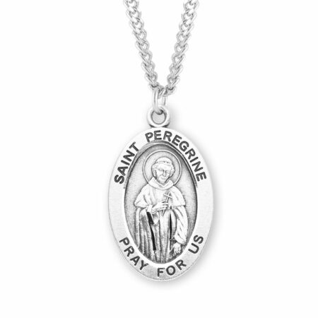 Patron Saint Peregrine Oval Sterling Silver Medal