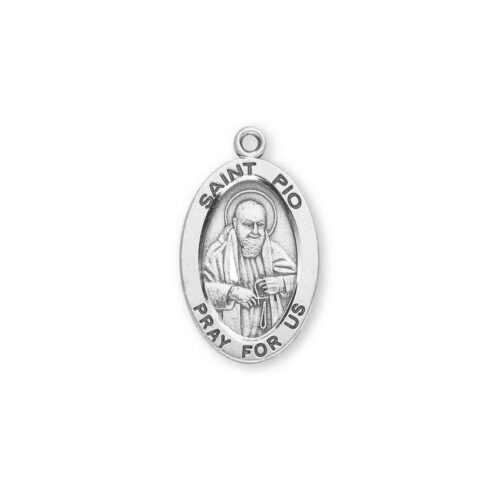 Patron Saint Padre Pio Oval Sterling Silver Medal - Image 2