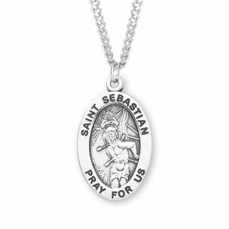 Patron Saint Sebastian Oval Sterling Silver Medal