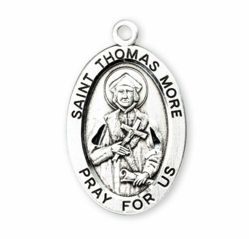 Patron Saint Thomas More Oval Sterling Silver Medal - Image 2