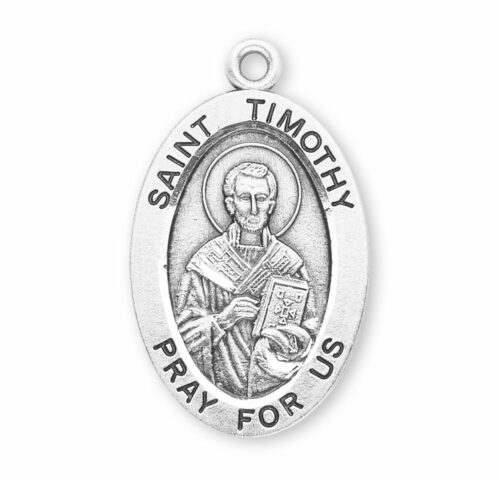 Patron Saint Timothy Oval Sterling Silver Medal - Image 2