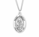 Patron Saint Timothy Oval Sterling Silver Medal