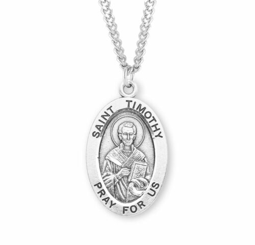 Patron Saint Timothy Oval Sterling Silver Medal