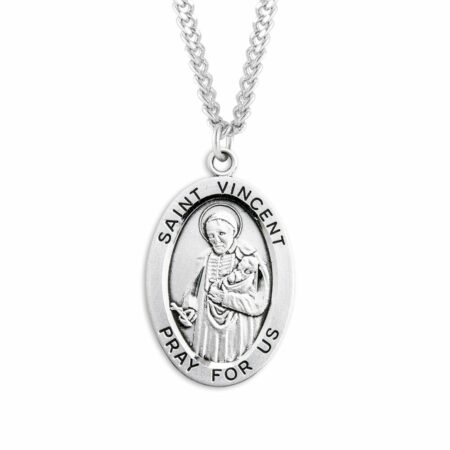 Patron Saint Vincent de Paul Oval Sterling Silver Medal