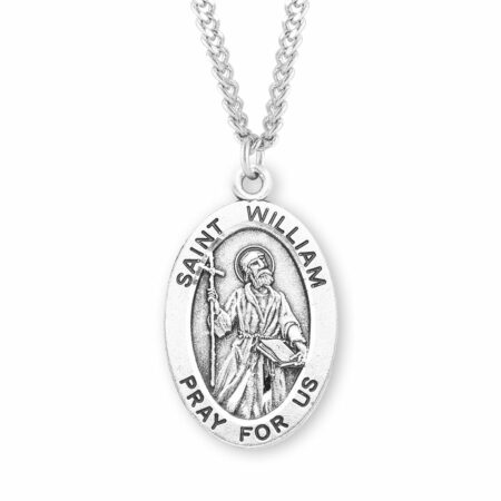 Patron Saint William Oval Sterling Silver Medal