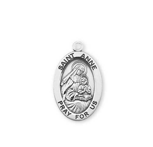 Patron Saint Anne Oval Sterling Silver Medal - Image 2