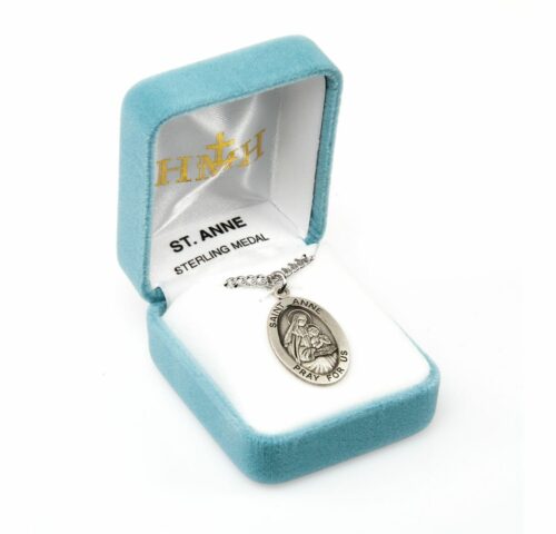 Patron Saint Anne Oval Sterling Silver Medal - Image 4