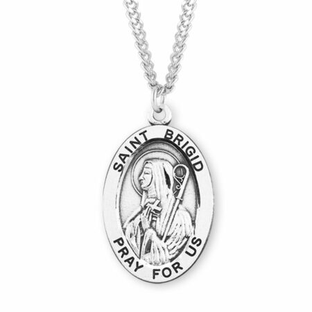 Patron Saint Brigid Oval Sterling Silver Medal