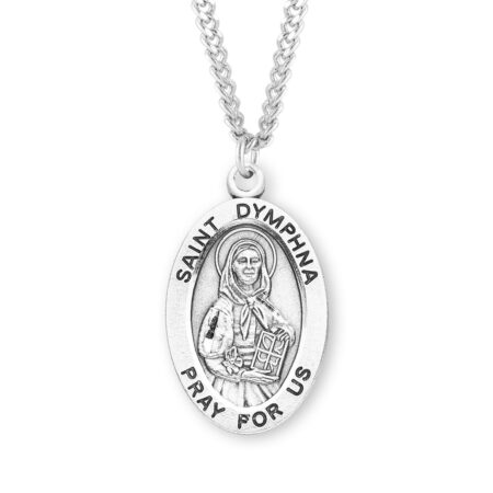 Patron Saint Dymphna Oval Sterling Silver Medal