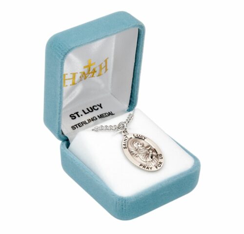 Patron Saint Lucy Oval Sterling Silver Medal - Image 4