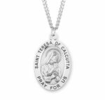 Patron Saint Teresa of Calcutta Oval Sterling Silver Medal