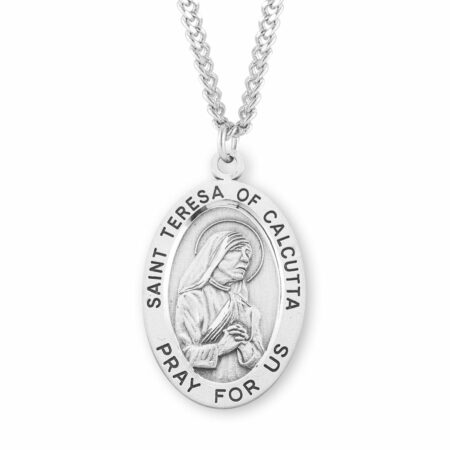 Patron Saint Teresa of Calcutta Oval Sterling Silver Medal