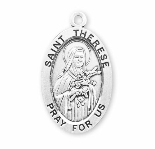Patron Saint Therese of Lisieux Oval Sterling Silver Medal - Image 2