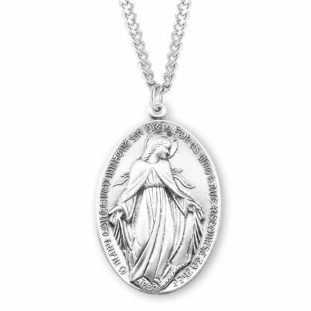 Sterling Silver Profile "Art Deco" Style Miraculous Medal