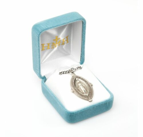 Sterling Silver Double Pointed Oval Miraculous Medal - Image 3