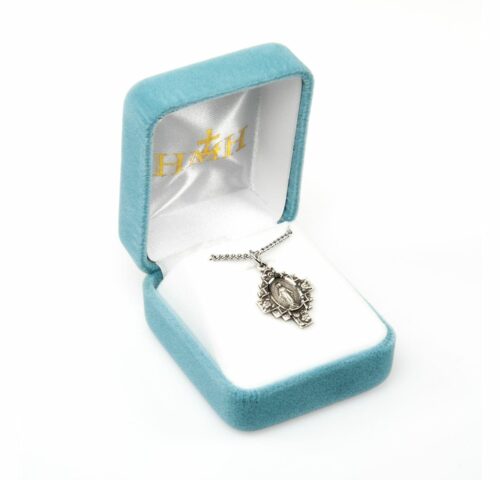 Sterling Silver Flowered Cross Miraculous Medal - Image 3