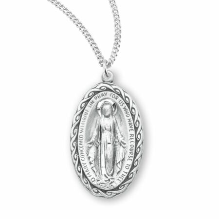 Sterling Silver Oval Miraculous Medal