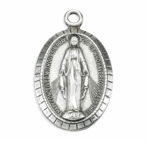 Sterling Silver Oval Miraculous Medal - Image 2