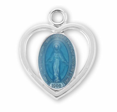 Sterling Silver Blue Enameled Miraculous Medal - Image 2