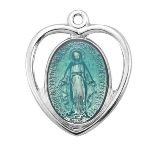 Blue Enameled Sterling Silver Miraculous Medal - Image 2