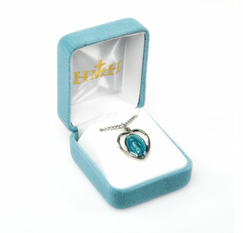Blue Enameled Sterling Silver Miraculous Medal - Image 4