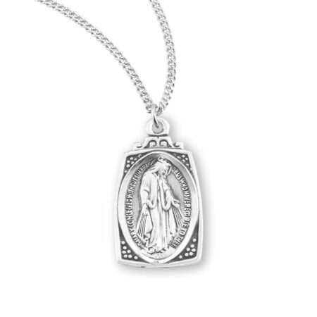 Sterling Silver Profile "Art Deco" Style Miraculous Medal