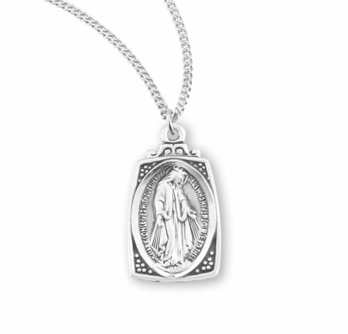 Sterling Silver Profile "Art Deco" Style Miraculous Medal