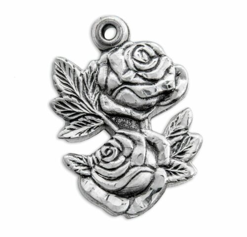 Sterling Silver Double Rose Bud Triple Slide Medal - Image 2