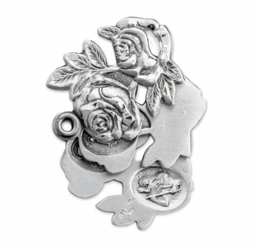 Sterling Silver Double Rose Bud Triple Slide Medal - Image 3