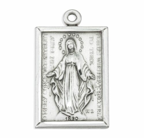 Sterling Silver Rectangular Miraculous Medal - Image 2