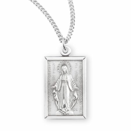 Sterling Silver Rectangular Miraculous Medal