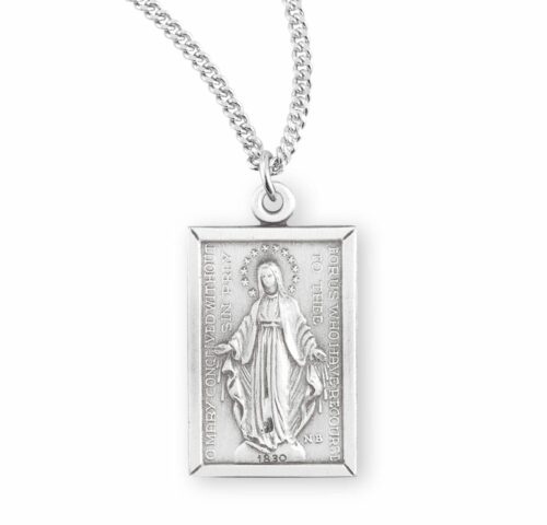 Sterling Silver Rectangular Miraculous Medal