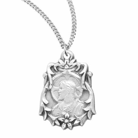 Sterling Silver Scapular Sacred Heart of Jesus Medal