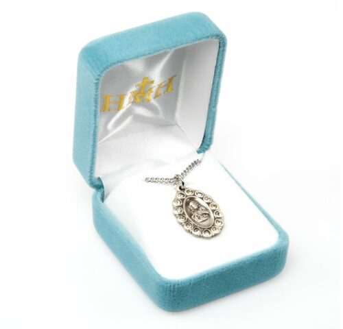 Sterling Silver Scapular Medal Set with Clear Crystals - Image 3