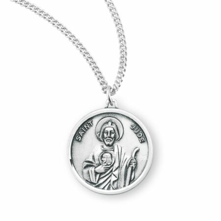 Saint Jude Round Sterling Silver Medal