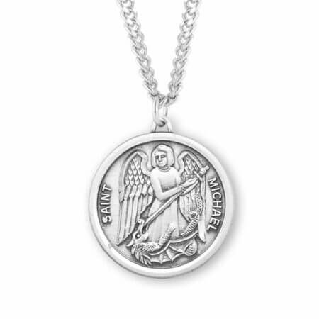 Saint Michael Round Sterling Silver Medal