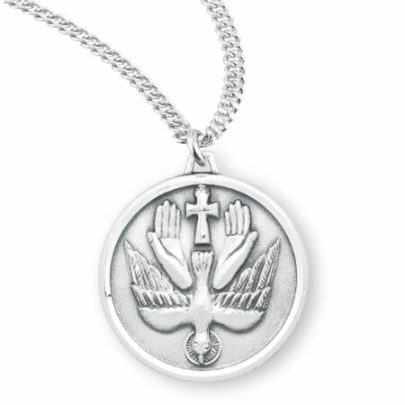 Holy Spirit Round Sterling Silver Medal