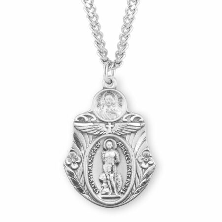 Saint Sebastian "Patron of Athletes" Sterling Silver Badge Shape Medal